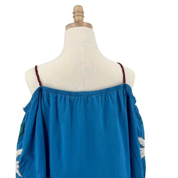 VaVa By Joy Hon Womens Peasant Top Blouse Large Artsy Birds Retro Hippie Boho - Picture 6 of 9